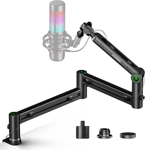 Miniatura 9 de Brazo de Micrófono, Aokeo AK-58 - Soporte de Brazo de Micrófono de Escritorio de Bajo Perfil Ajustable, Adecuado para Blue Yeti, Snowball iCE