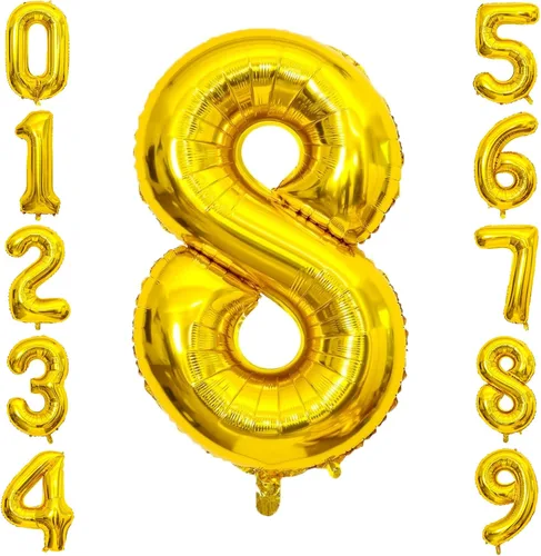 Miniatura 123 de SINBEE Globo dorado del número 10, papel de aluminio Mylar de 40 pulgadas, decoración de fiesta reutilizable para cumpleaños, aniversario, Oro