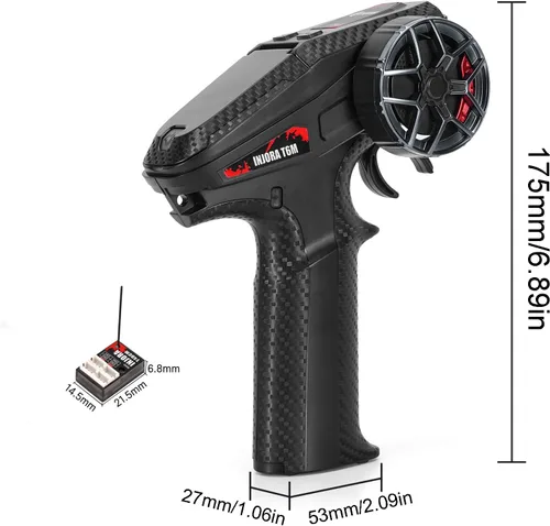 Miniatura 2 de INJORA T6M 2.4GHz Micro Transmisor con Receptor Compacto T4DCM para 1/30 1/24 1/18 RC Car