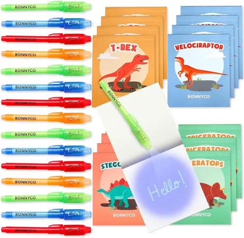 Miniatura 10 de BONNYCO Bolígrafo de tinta invisible y cuaderno de 32 recuerdos de fiesta de safari para niños Bolígrafo espía de fiesta de la selva, premios