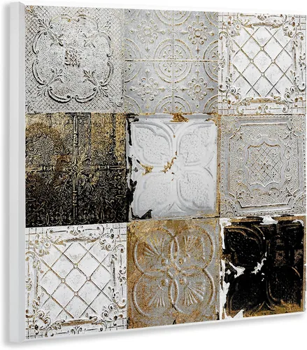 Miniatura 3 de Stupell Industries Collage de azulejos de techo antiguos, patrones abstractos vintage glamorosos, diseñado por Sophie 6, placa de pared de 12 x 12