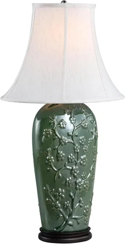 Miniatura 6 de Aspen Creative 40221-11 - Lámpara de mesa de cerámica esmaltada de transición de 26-1/2 pulgadas, color marrón oscuro y verde claro con pantalla