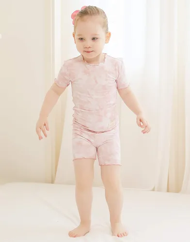 Miniatura 4 de VAENAIT BABY Pijama de bambú suave teñido anudado corto de verano, conjunto de 2 piezas, 6M-12 años
