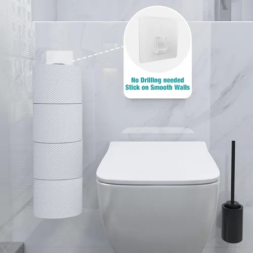 Miniatura 47 de Conworld Soporte de pared para almacenamiento de papel higiénico, dispensador portarrollos de papel higiénico sobre el tanque de reserva