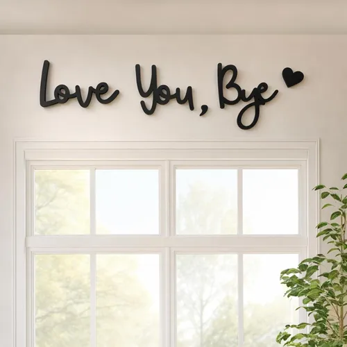 Letrero de madera con texto en inglés "Love You Bye", letras de decoración de pared 3D para entrada por encima de la puerta, decoración bohemia para
