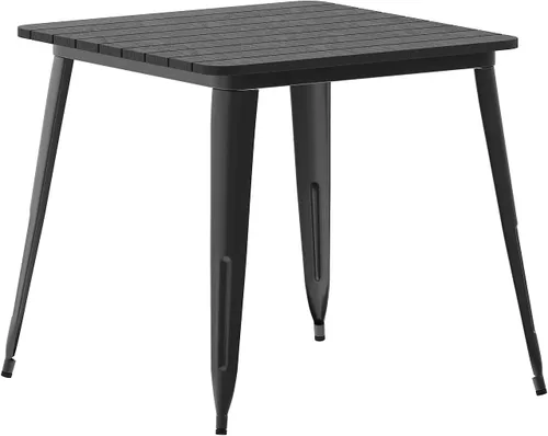 Flash Furniture Declan - Mesa de comedor comercial para exteriores, parte superior de poliresina para todo tipo de clima con base de acero, cuadrada