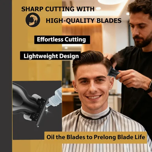 Miniatura 5 de KEMEI 2299 Cortadora profesional de pelo/barba para hombres, cortapelos sin huecos para barbero con hoja en T, recargable inalámbrica