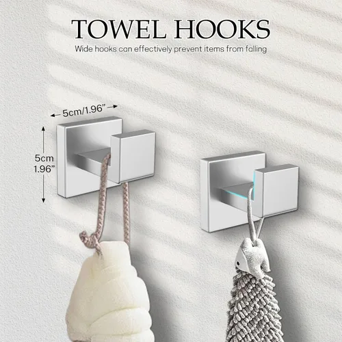 Miniatura 5 de Juego de 5 piezas de accesorios de ferretería de baño de níquel cepillado, juego de toallero de 16 pulgadas, juego de ferretería de baño de acero