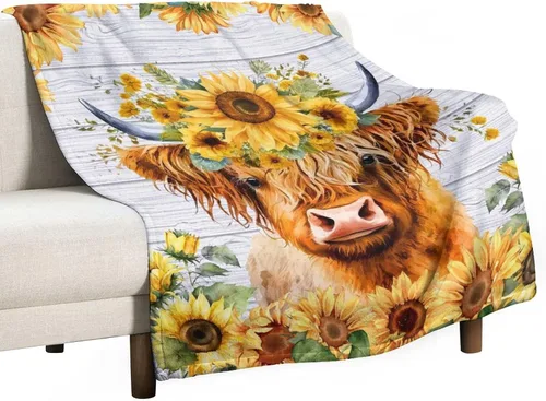 Miniatura 2 de Manta de vaca de las Tierras Altas para adultos - Mantas de vaca para mujeres y niñas - Suave, esponjosa y acogedora - 30"x40" Mantas para niños