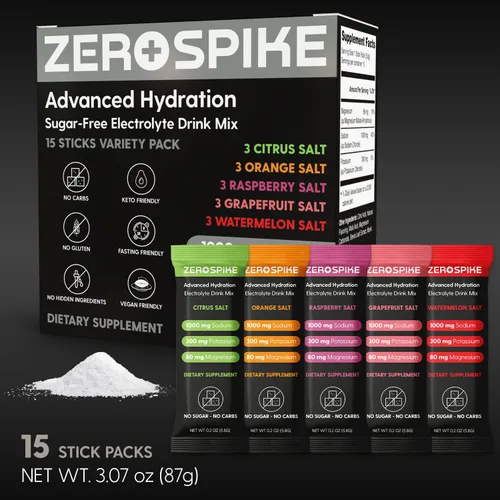 Miniatura 3 de Paquetes de polvo de electrolitos sin azúcar Mezcla de bebidas con sales para keto y ayuno Suplementos: los nutrientes clave de hidratación que