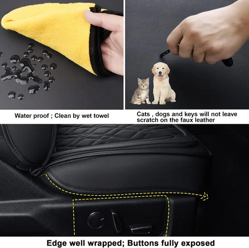 Miniatura 7 de LUCKYMAN CLUB Fundas de asiento delanteras F150 J03-Q3 con piel sintética impermeable, para Ford F150 2015-2025 y F250 F350 F450 2017-2025