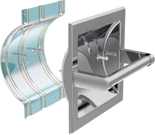 Miniatura 6 de Soporte para papel higiénico empotrado de cromo pulido, soporte de papel higiénico para montaje en pared de baño con pivote empotrado incluye cromado