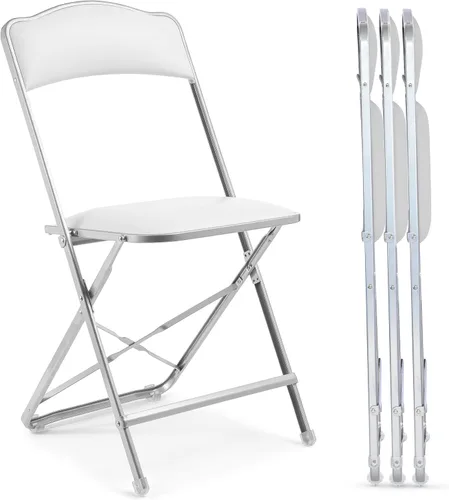 Miniatura 10 de Paquete de 4 sillas plegables de alta calidad, asiento estrecho de 15 pulgadas, asiento y respaldo acolchado, se pliega ultra delgado (~1 pulgada)