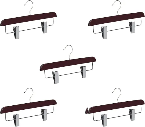 Abs - Perchas de plástico para pantalones, perfectas para faldas, pantalones, pantalones de vestir, jeans y más, juego de 5 unidades, color burdeos