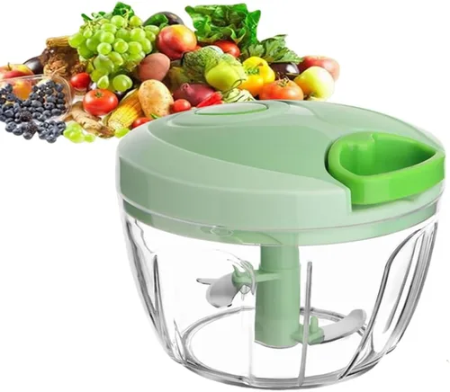Picador de verduras manual de alimentos con contenedor, cortador de verduras de cuerda manual para ensalada, ajo, nuez y cebolla