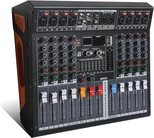 Miniatura 18 de Mezcladores DJ jindaaudio Consola de Mezcla de Audio de 8 Canales con Bluetooth, Interfaz de Audio USB con Alimentación Fantasma de 48V, Mesa