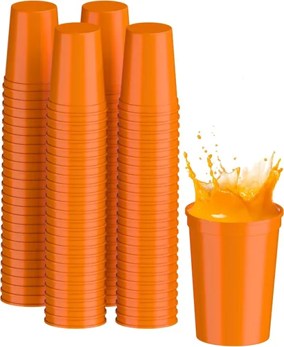Miniatura 54 de PartyPrints Paquete de 100 vasos de plástico en blanco reutilizables de 10 a 12 onzas, vasos de estadio a granel, sin BPA, aptos para lavavajillas