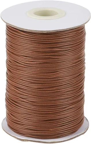 Miniatura 15 de Cordón de poliéster encerado coreano de 100 yardas, hilo de cordón trenzado beige para collar, cuerda de alambre de 0.079 pulgadas con carrete