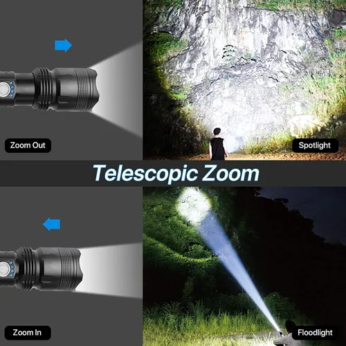 Miniatura 8 de BERCOL Linternas recargables de alto lúmenes, 90000 lúmenes, luz LED súper brillante, 5 modos, luz de flash de mano impermeable IPX5 para el hogar