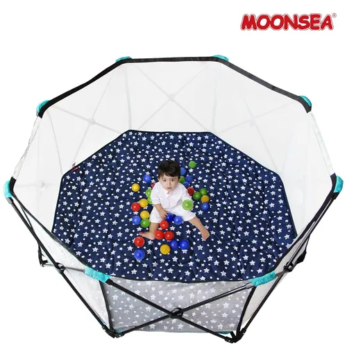 Miniatura 6 de Tapete para Corralito de 8 Paneles Azul Marino Compatible con Regalo My Play Deluxe Extra Grande Patio de Juegos Portátil, Almohadilla