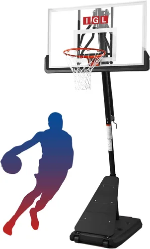 IGL Aro de Baloncesto para Exteriores con Tablero Irrompible de 52 Pulgadas, Aro de Baloncesto Portátil para Exteriores de 10 Pies de Altura,