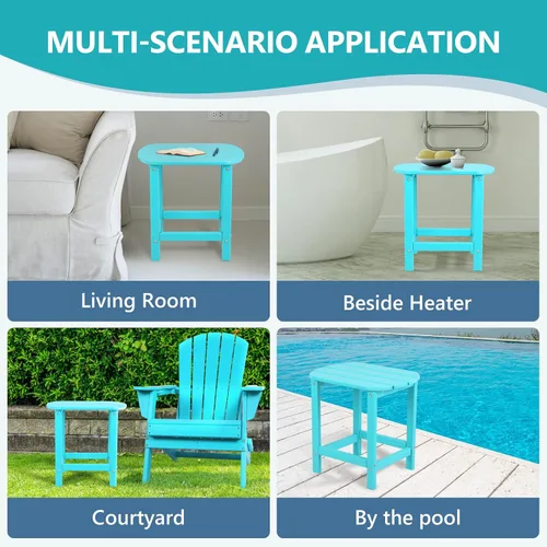 Miniatura 7 de Plawdlik Hdpe - Mesa auxiliar Adirondack para exteriores, con textura de madera, juego para patio, jardín, porche, piscina, patio compuesto, patio