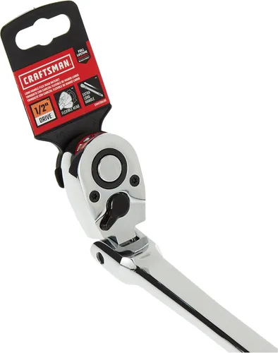 Miniatura 3 de CRAFTSMAN Trinquete de cabeza flexible, mango largo de cabeza de pera, SAE, 72 dientes, 1/2 pulgada (CMMT99430)