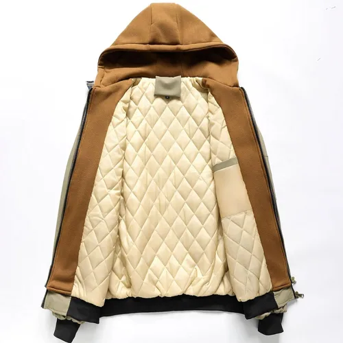 Miniatura 5 de Chaqueta bomber para hombre, casual, otoño, invierno, primavera, cremallera, ligera, acolchada, cortavientos, abrigos, abrigos, con capucha