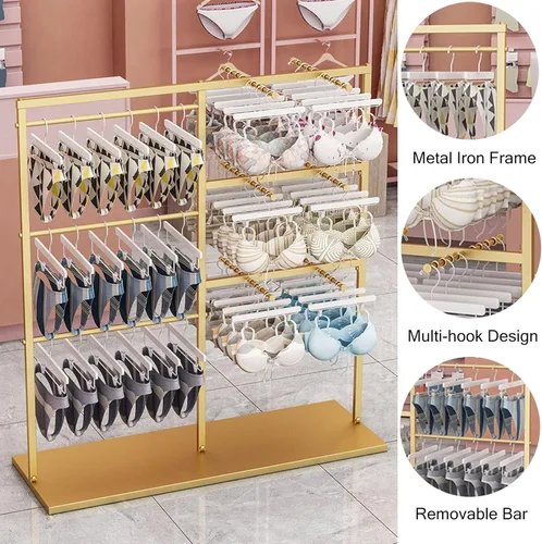 Miniatura 3 de Soporte para colgar brasieres de pie, estante de exhibición de ropa resistente para camisetas sin mangas, ropa interior y bragas, organizador