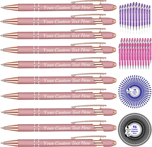 Miniatura 45 de Bolígrafos personalizados a granel con punta de lápiz capacitivo, bolígrafos personalizados de 0.020 in con nombre, logotipo o mensaje grabado