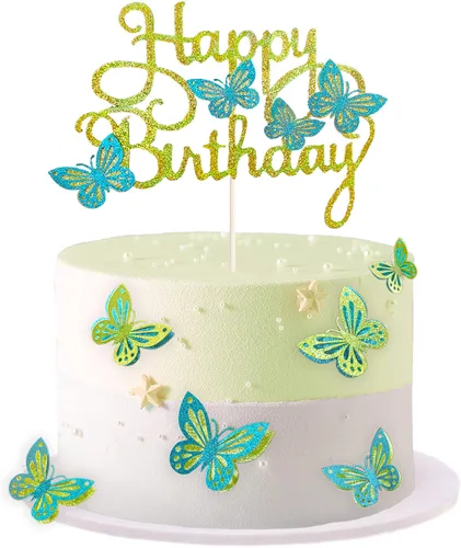 Miniatura 14 de 13 adornos de mariposa para tartas, adornos 3D para cupcakes para niñas y cumpleaños de mujeres (azul y morado)