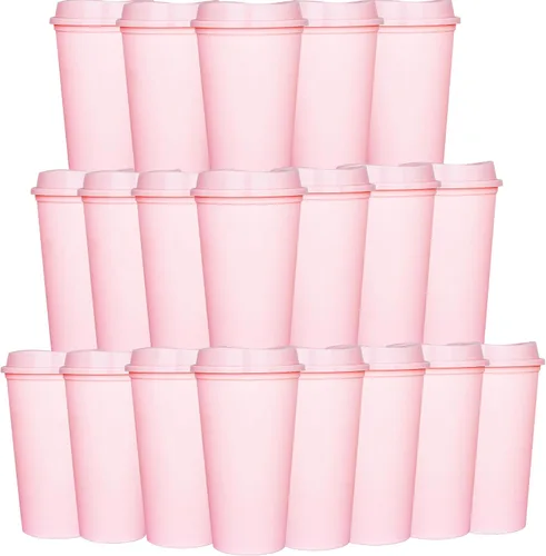 Miniatura 12 de Paquete de 20 tazas de café reutilizables con tapas, vasos de plástico de 16 onzas, taza de viaje para café helado para adultos y mujeres, bebidas