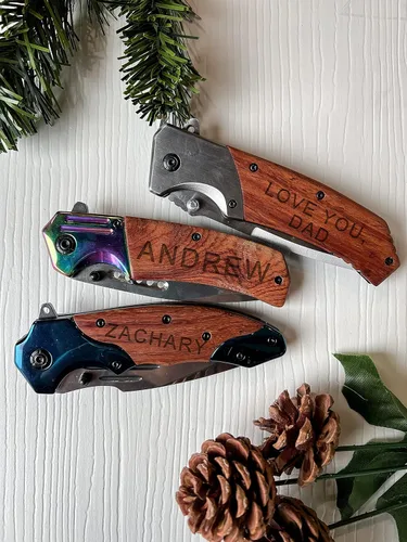 Miniatura 5 de Navaja de bolsillo de regalo para hombres y él, personalizada grabada, idea de amor para papá, novio, padrinos de boda, esposo, hijo, día del padre