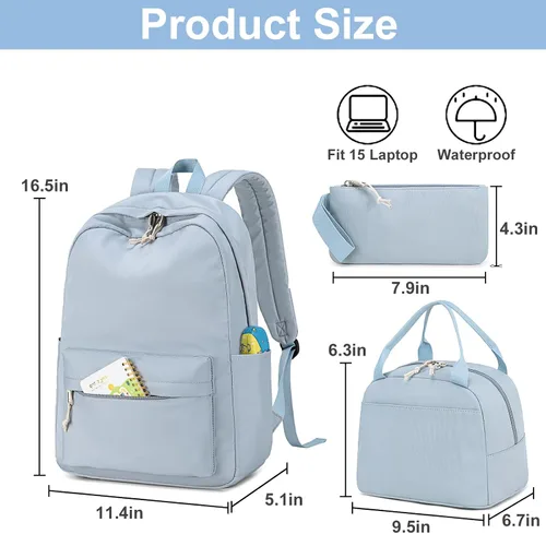 Miniatura 91 de Bluboon Juego de mochila para adolescentes, mochila escolar para niñas, lonchera y lápices, bolsas para estudiantes, 3 en 1, rosa-3 juegos, Escuela