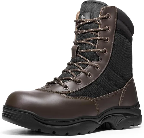 Miniatura 8 de NORTIV 8 Botas de punta de acero para hombres Seguridad Industrial y Construcción Botas de trabajo militar antideslizantes ASTM F2413-18, TROOPER-STL