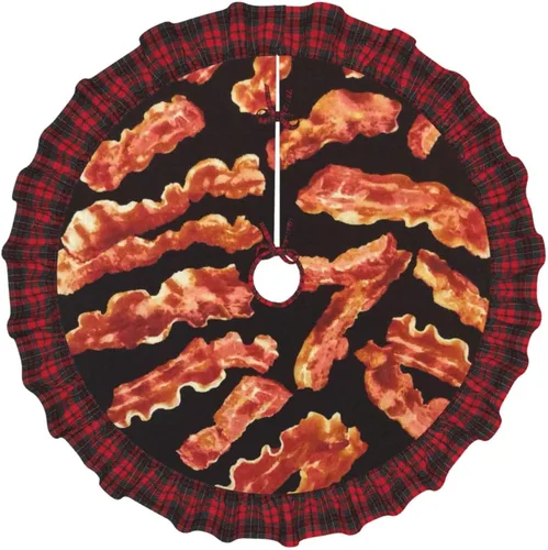 Miniatura 21 de A Brood of Chickens - Falda de árbol de Navidad de 30 pulgadas con borde de cuadros búfalo rojos y negros, decoración para Feliz Navidad, casa