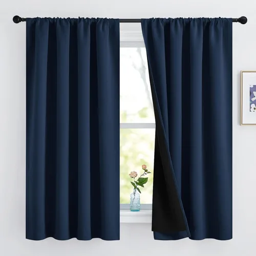 Miniatura 101 de NICETOWN Cortinas blancas 100% opacas, 2 capas gruesas completamente opacas con bolsillo para barra, cortinas aislantes térmicas para Blanco puro