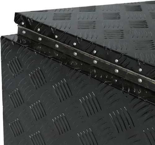 Miniatura 6 de Caja de herramientas de almacenamiento de lengua de aluminio de 29 pulgadas con cerradura y llaves, color negro