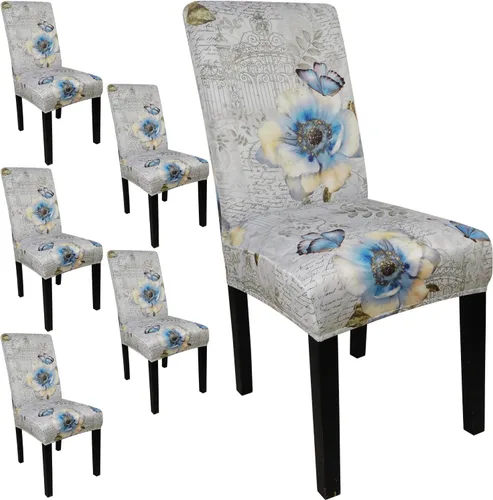 Miniatura 92 de JQinHome Juego de 8 fundas para sillas de comedor, fundas de alta elasticidad extraíbles y lavables, fundas protectoras de asiento para silla