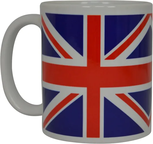 Rogue River Tactical La mejor taza de café de la bandera británica del Reino Unido, gran idea de regalo para hombres y mujeres, Reino Unido, blanco