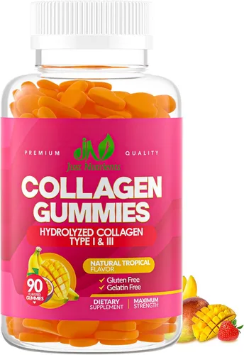 Gomitas de colágeno para mujeres y hombres (90 unidades) – Colágeno hidrolizado de alta calidad tipo I y III para soporte del cabello, la piel y las