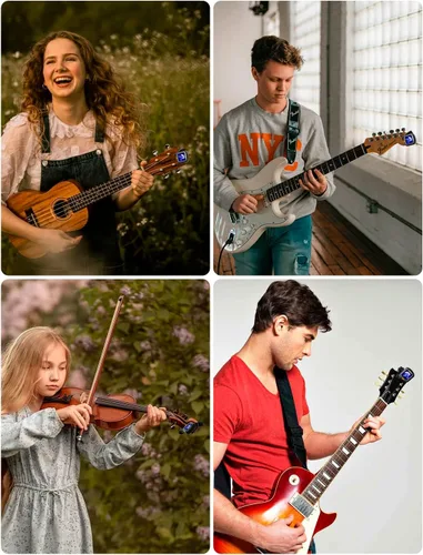 Miniatura 7 de Afinador de guitarra LT-1, afinador de clip para guitarra, bajo, ukelele, violín, viola, banjo, mandolina, afinador cromático con pantalla LCD