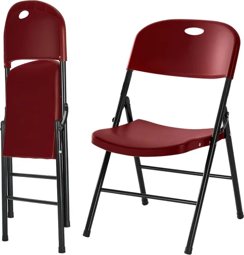 Miniatura 12 de Paquete de 2 sillas plegables de plástico resistente, sillas plegables de capacidad de 450 libras para interiores y exteriores, asientos portátiles