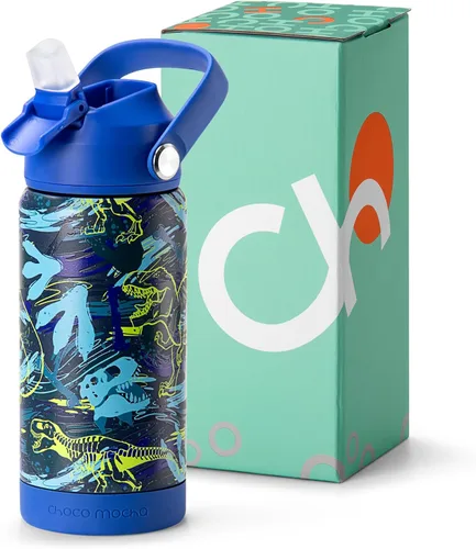Miniatura 18 de Botella de Agua Choco Mocha para Niños para la Escuela, Botella de Agua Aislada para Niños de Acero Inoxidable para Niños, 14 Oz Camión Monstruo
