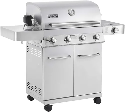 Miniatura 12 de Monument Grills Mesa400MF Mesa400MF - Parrilla de gas propano líquido de 4 quemadores, parrilla de acero inoxidable plateado para patio al aire