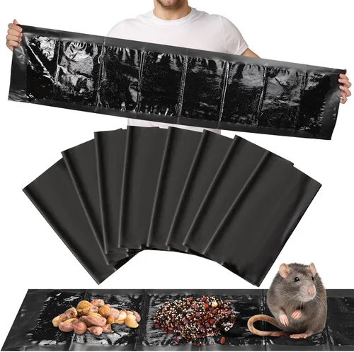 Qualirey 8 piezas de 47 pulgadas de trampas adhesivas para ratones ultra grandes, trampa adhesiva para ratas que funciona para ratas, cucarachas,