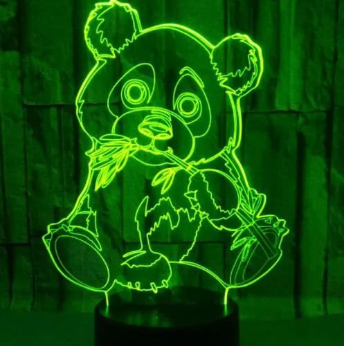 Lámpara de luz nocturna de panda 3D, ilusión óptica, luz nocturna de animales, interruptor táctil de 7 colores cambiantes, lámparas de decoración de