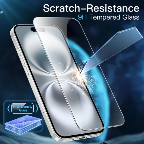 Miniatura 5 de JETech - Protector de pantalla para iPhone 16 de 6.1 pulgadas, película de vidrio templado con herramienta de fácil instalación, compatible