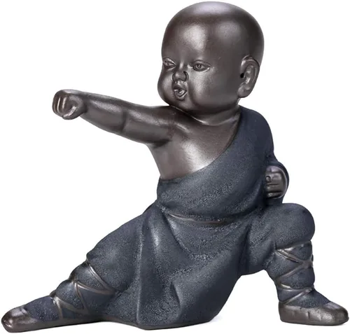 Miniatura 9 de Kingzhuo Estatuilla de Buda en miniatura de cerámica, pequeña y linda estatua de Buda, figura de monje, manualidades creativas para bebés, adornos