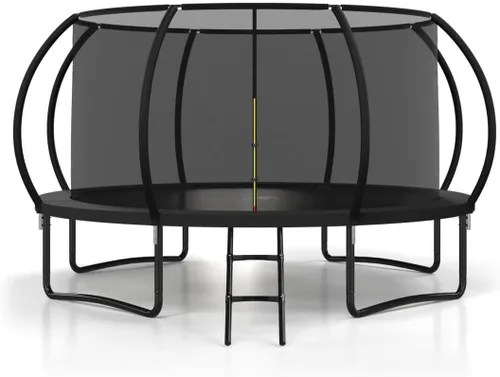Polar Aurora Trampolín para exteriores de 10 pies, 12 pies, 14 pies, 16 pies, con red de seguridad, almohadilla de resorte engrosada, trampolín Negro